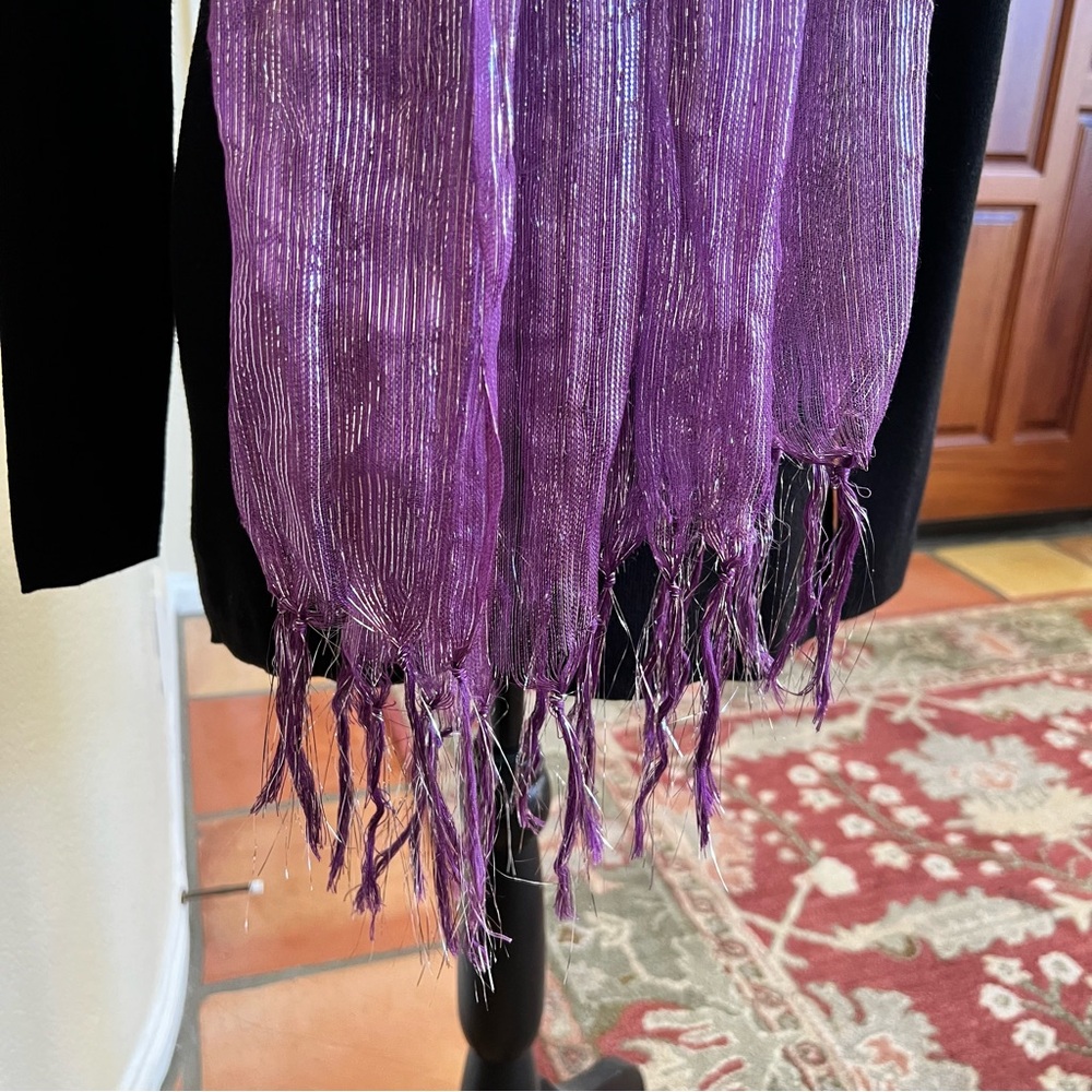 Purple Textured Fringe Scarf - Unbranded - Picture 2 of 5